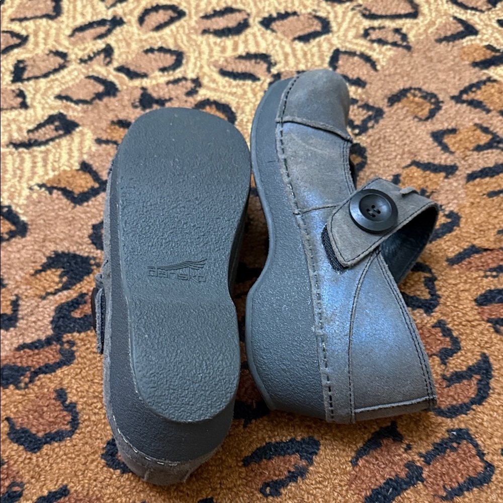 Dansko Gray Mules With Button Strap - image 4